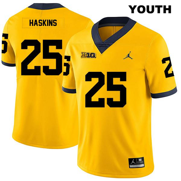 Youth NCAA Michigan Wolverines Hassan Haskins #25 Yellow Jordan Brand Authentic Stitched Legend Football College Jersey LT25M26EC
